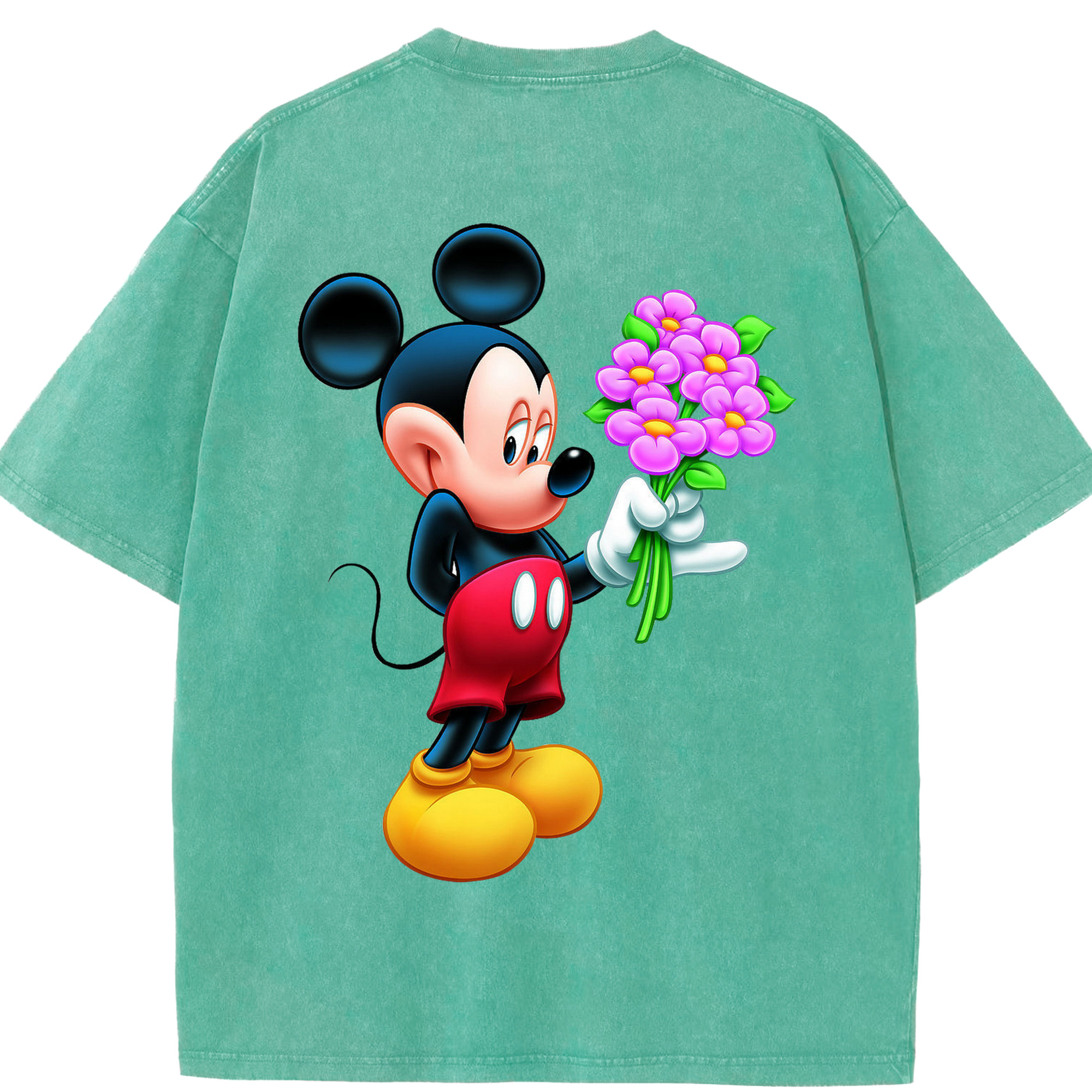 （画像用） ミッキーマウス Mickey Mouse 綿100% ヴィンテージ風 半袖Tシャツ（背面プリント）